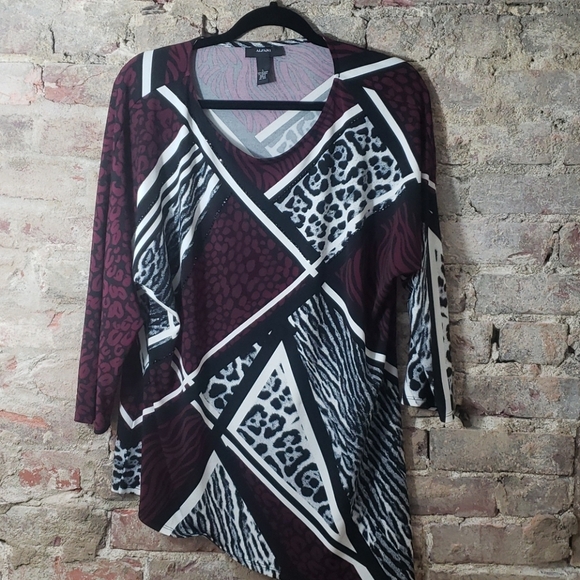ALFANI Woman's blouse  size large animal print - Picture 2 of 8